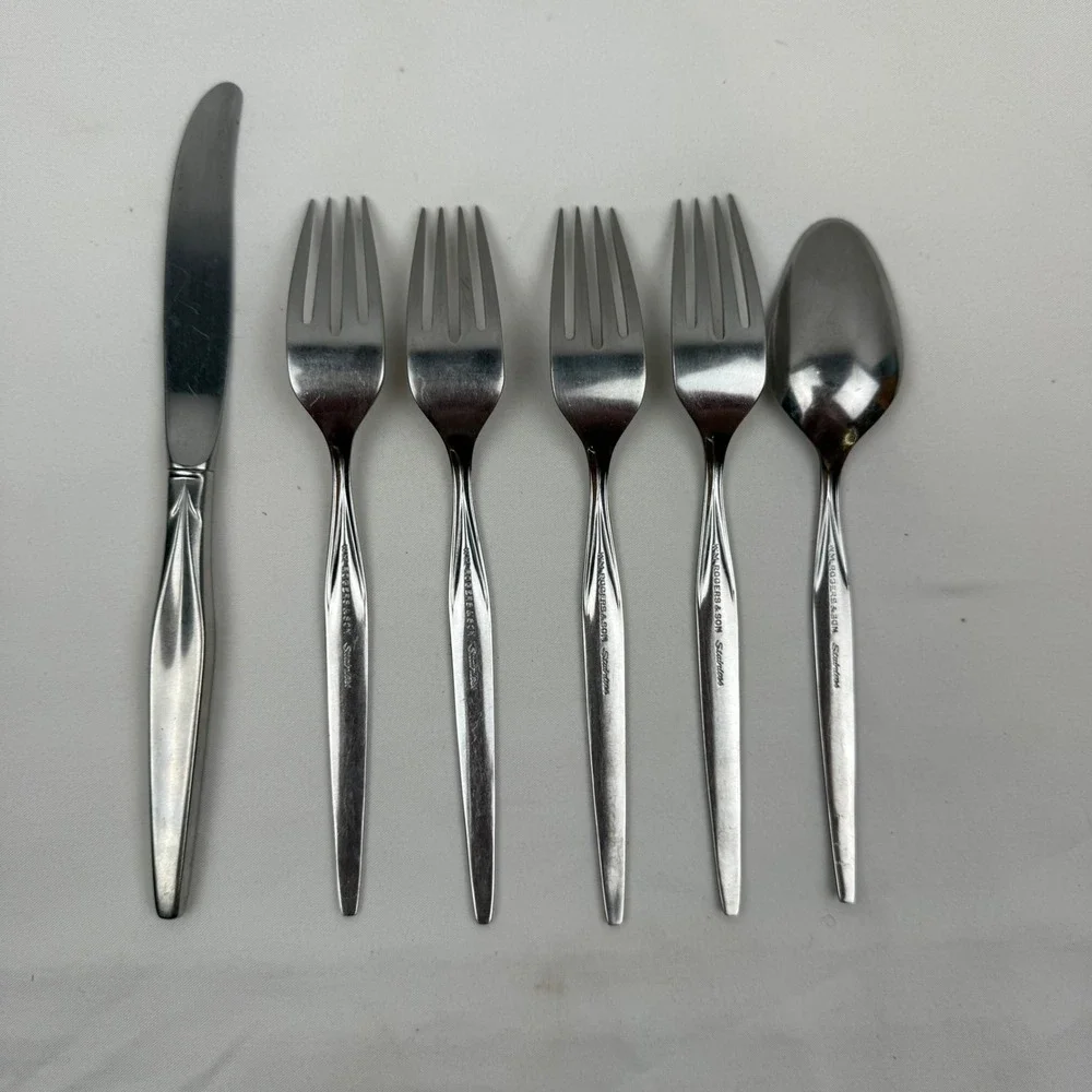 Wm Rogers & Son Stainless Flatware Exquisite Pattern MCM 6 Piece Lot